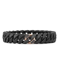 Roberto Demeglio Men's 18K Rose Gold Black Diamond Black Ceramic Groumette Link Bracelet