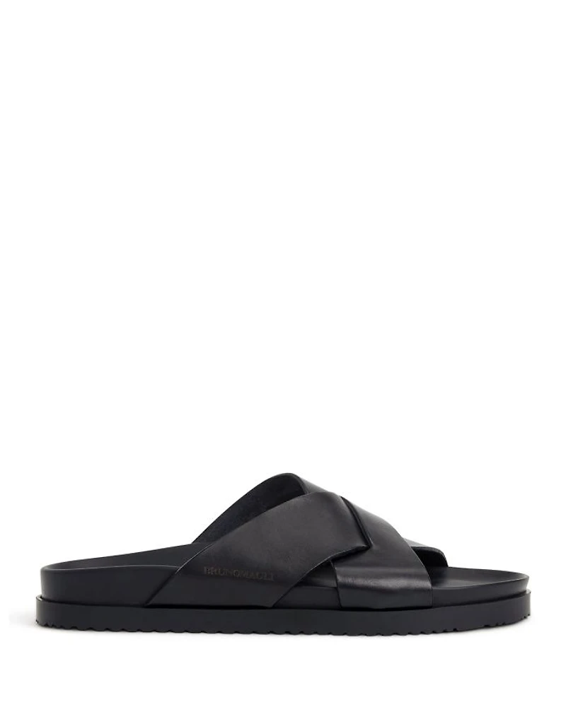 Men's Bologna Double Strap Woven Slip On Slide Sandals
