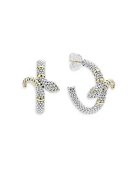 18K Yellow Gold & Sterling Silver Rare Wonders Caviar Bead Snake Hoop Earrings