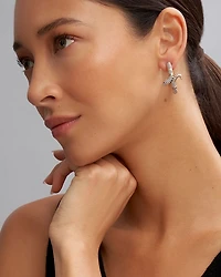 18K Yellow Gold & Sterling Silver Rare Wonders Caviar Bead Snake Hoop Earrings