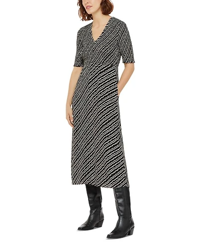 Diagonal Ripple Shirred Dress