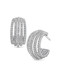 Cz By Kenneth Jay Lane Pave Multi Row Hoop Earrings