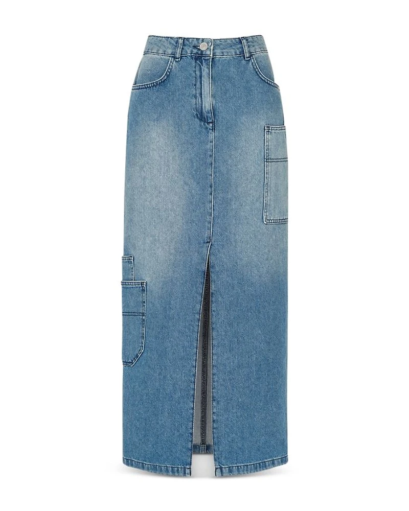 Cora Utility Cotton Denim Maxi Skirt