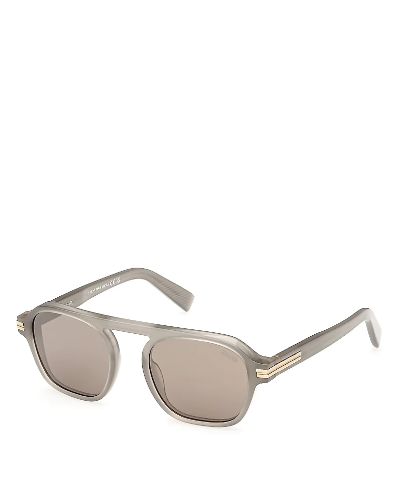 Zegna Round Sunglasses, 51mm