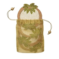 Oasis Coasters in Ivory, Green and Gold, Set of 4