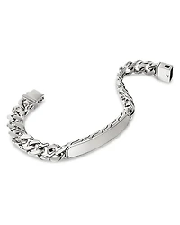 Men's Sterling Silver Carved Chain ID Plate Curb Link Bracelet