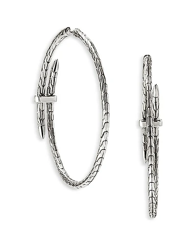 Sterling Silver Diamond Spear Hoop Earrings