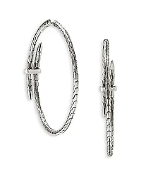 Sterling Silver Diamond Spear Hoop Earrings