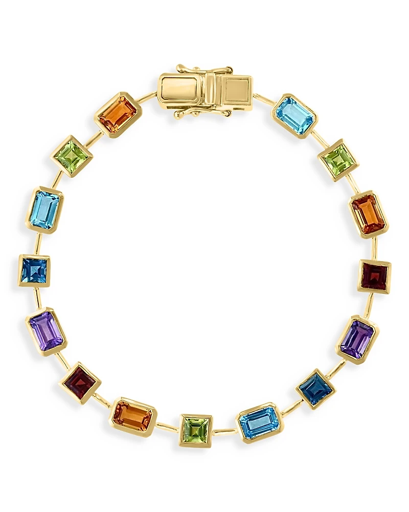 Bloomingdale's Fine Collection Multi Gemstone Bezel Link Bracelet