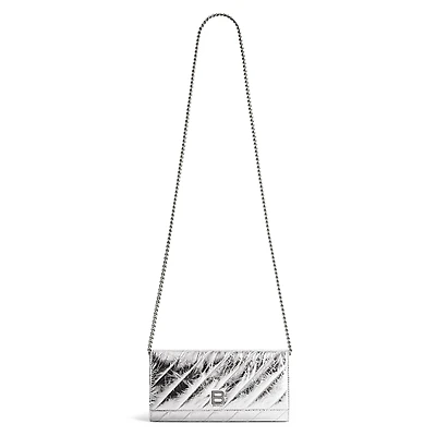 Balenciaga Crush Wallet On Chain Metallized Quilted