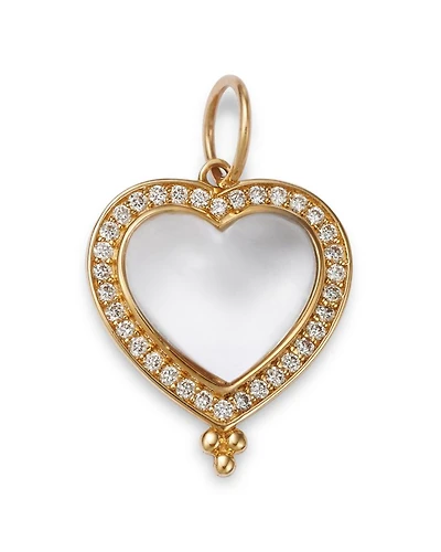 14K Yellow Gold Moonstone and Diamond Cut Out Heart Charm
