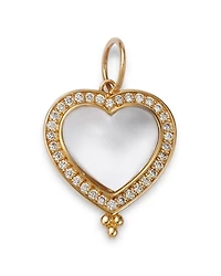 14K Yellow Gold Moonstone and Diamond Cut Out Heart Charm