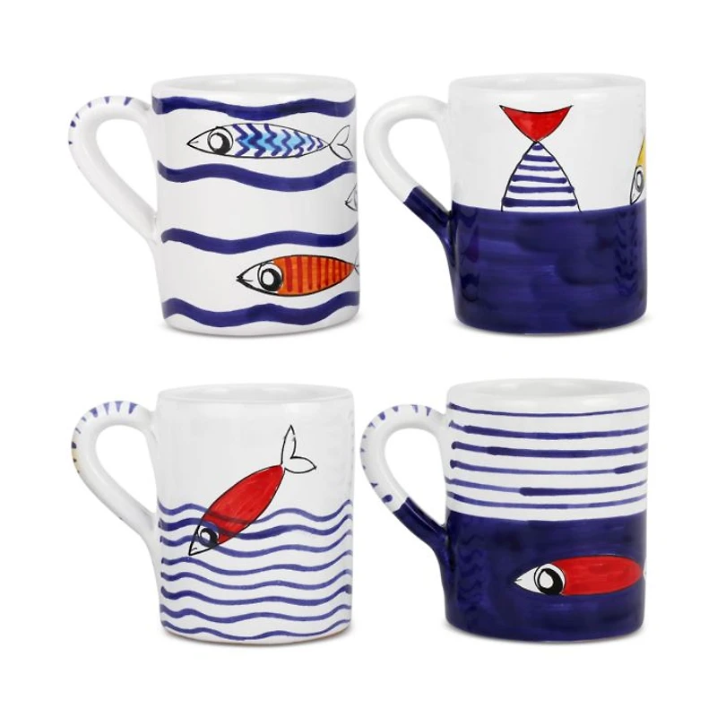 Pesce Pazzo Assorted Mugs, Set of 4