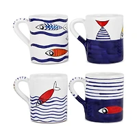 Pesce Pazzo Assorted Mugs, Set of 4