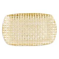Rufolo Glass Gold Basketweave Rectangular Tray
