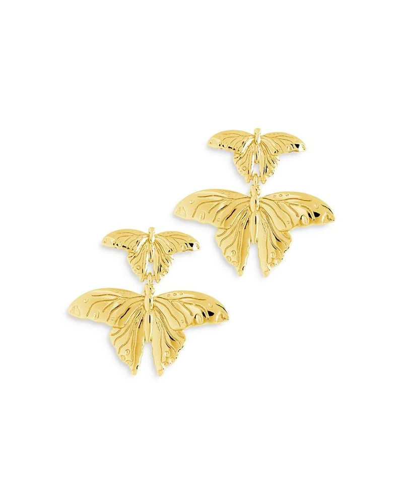 Rowena Butterfly Drop Earrings in 14K Gold Plated