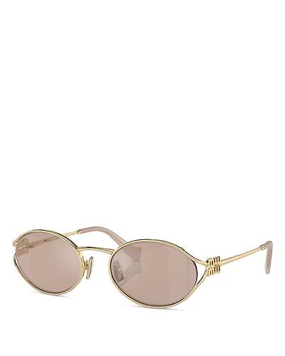 Miu Metal Oval Sunglasses, 54mm