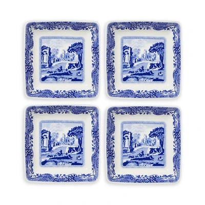 Blue Italian Square Dishes, Set of 4