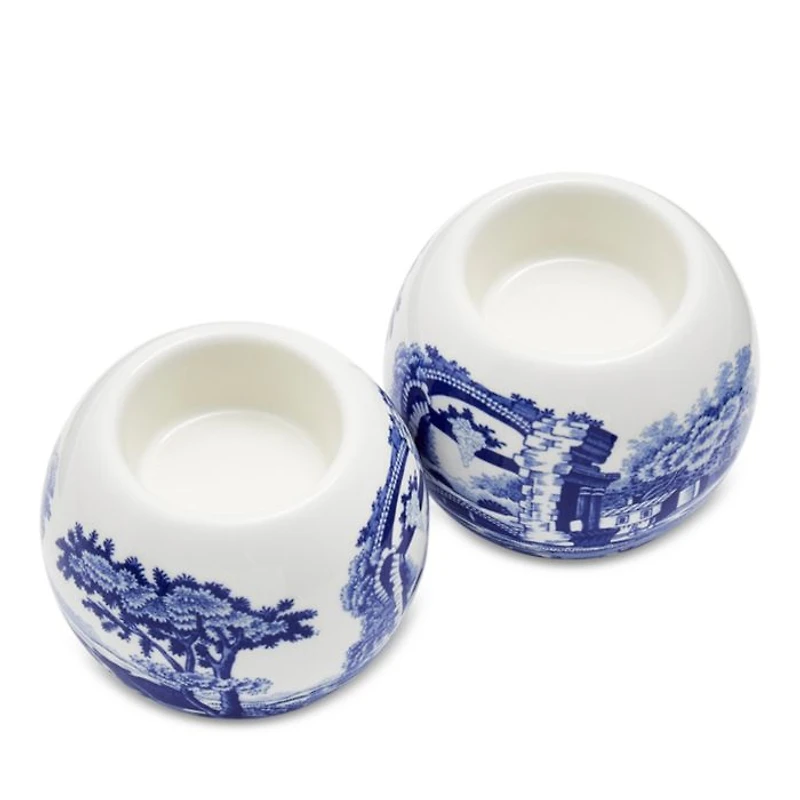Blue Italian Tealight Holders, Set of 2
