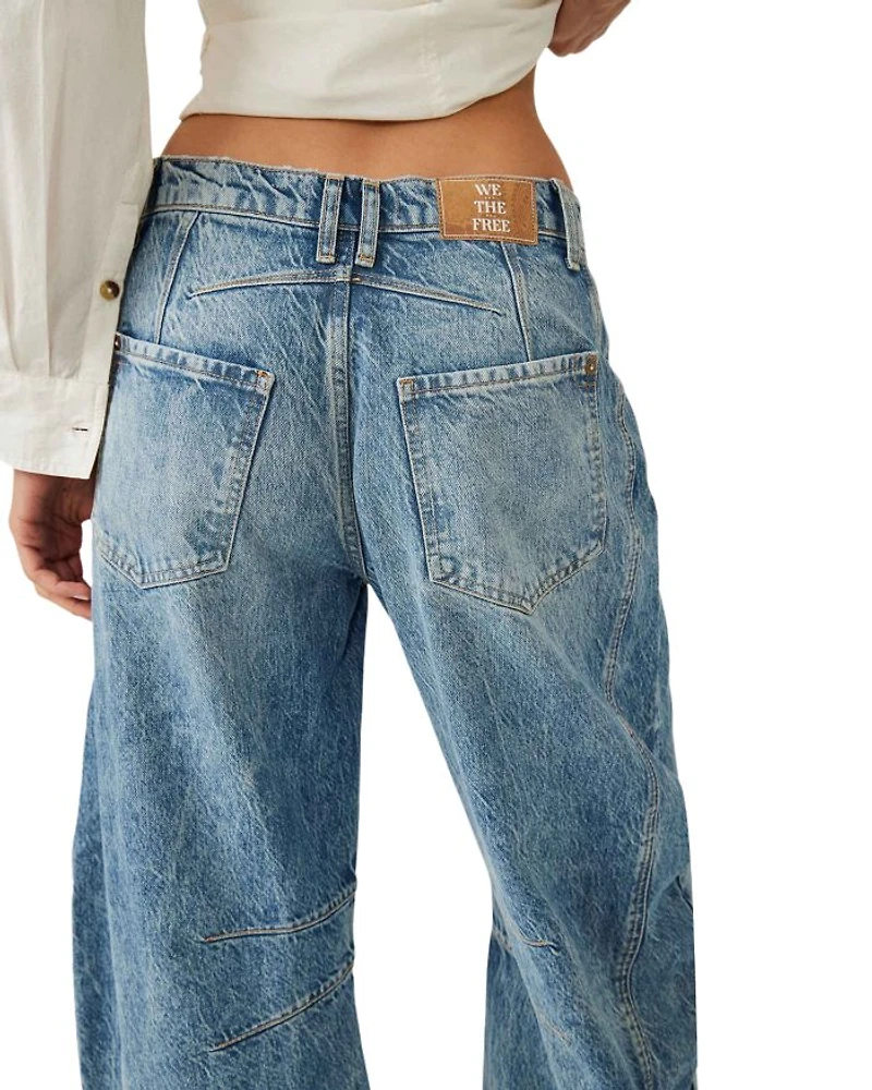 We The Free Good Luck Mid Rise Barrel Jeans Ultra Light Beam