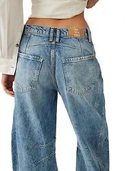 We The Free Good Luck Mid Rise Barrel Jeans Ultra Light Beam