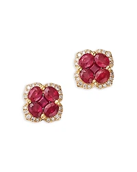 Bloomingdale's Fine Collection Ruby & Diamond Flower Halo Stud Earrings