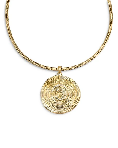 Statement Disc Choker Necklace in 18K Gold Plated, 15"