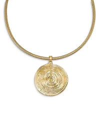 Statement Disc Choker Necklace in 18K Gold Plated, 15"