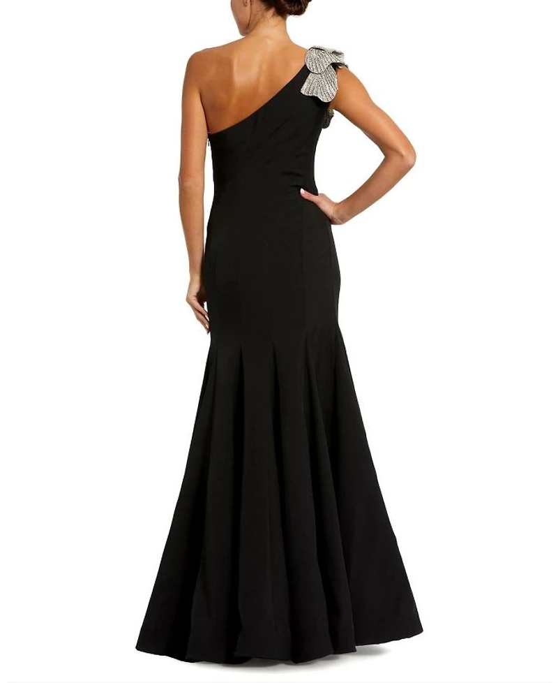 One Shoulder Flower Detailed Gown