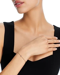 14K Yellow Gold Curb Chain Blue Sapphire Bezel Bracelet
