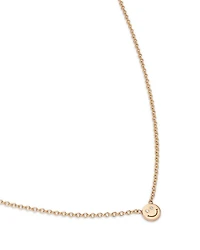 14K Yellow Gold Itty Bitty Smiley Face Diamond Eyes Pendant Necklace, 16"