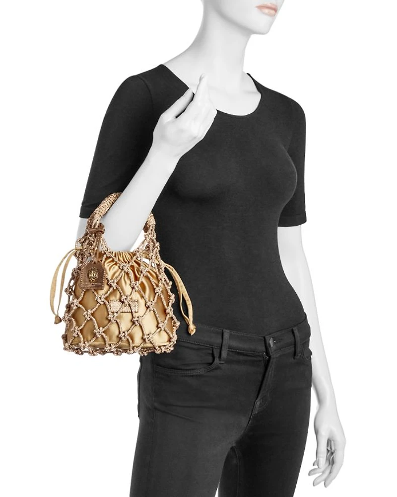 Small Embellished Macrame Tote