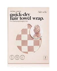 Extra Large Quick Dry Hair Towel Wrap - Terracotta Checker