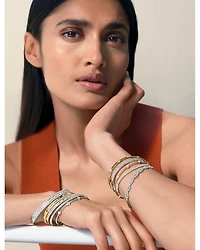 Diamond Cluster Beaded Bangle Bracelet in 14K Gold