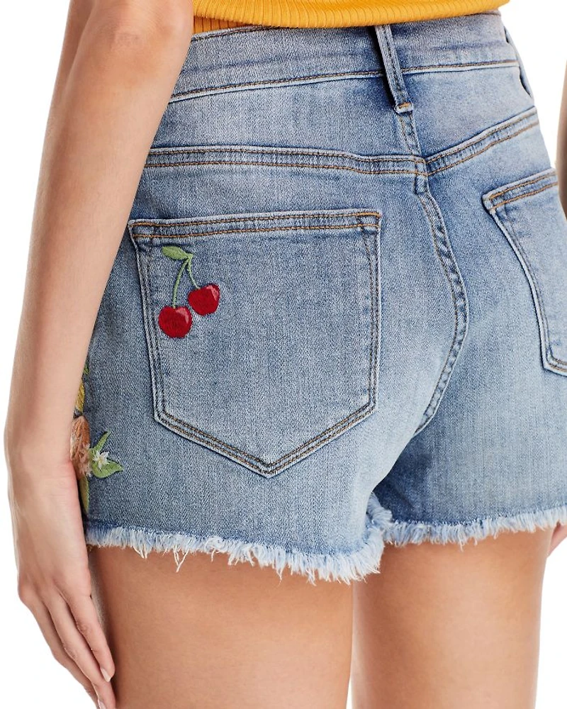 Fruit Embroidered Denim Shorts - Exclusive