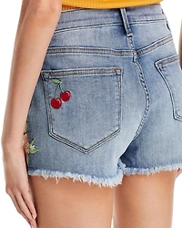 Fruit Embroidered Denim Shorts - Exclusive
