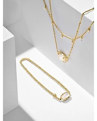 Elisa Cultured Freshwater Pearl & Drusy Stone Adjustable Layered Necklace, 19"