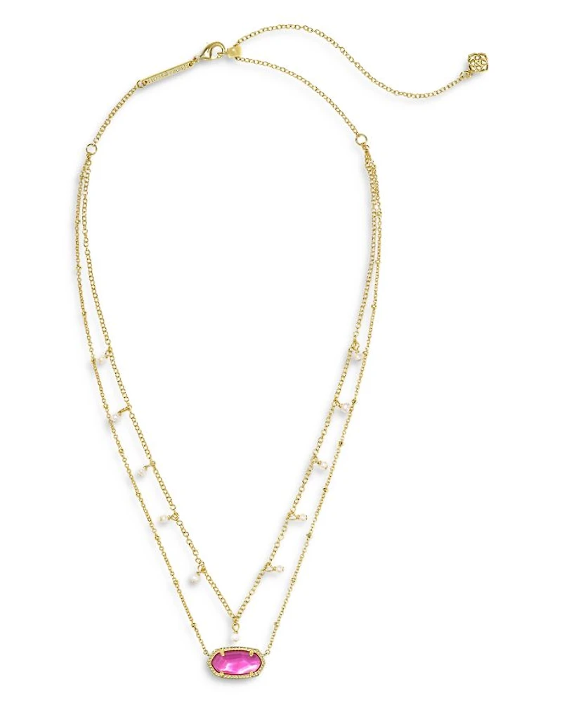 Elisa Cultured Pearl Multi Strand Necklace in 14K Gold Plated, 20"
