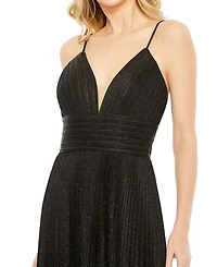 Shimmer Pleated V neck Gown