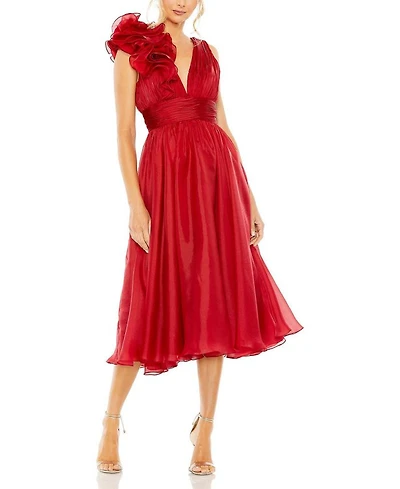 Sleeveless Chiffon A-Line Tea Length Cocktail Dress