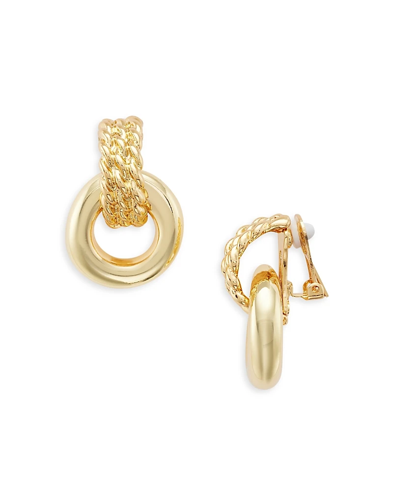 Kenneth Jay Lane Donut Doorknocker Clip On Earrings