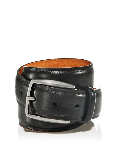 Men's Brushed Nickel Buckle Italian Leather Belt - Exclusive