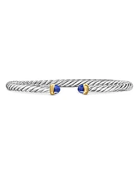 David Yurman Sterling Silver & 14K Yellow Gold Cable Flex Lapis Lazuli Bracelet