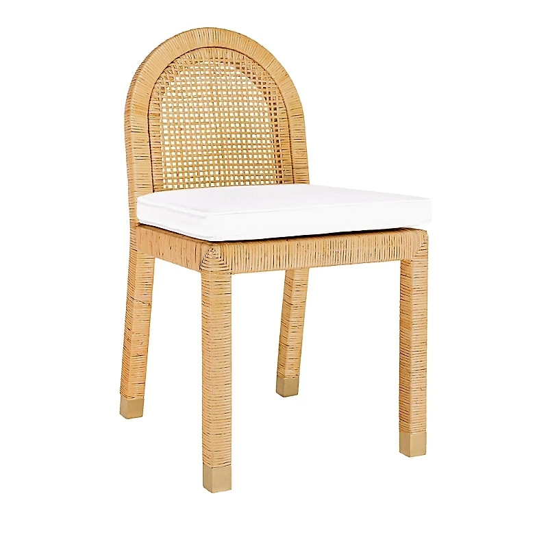 Tov Furniture Amara Rattan and Performance Fabric Arched Back Dining Chair