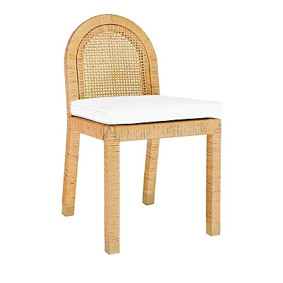 Tov Furniture Amara Rattan and Performance Fabric Arched Back Dining Chair