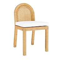 Tov Furniture Amara Rattan and Performance Fabric Arched Back Dining Chair