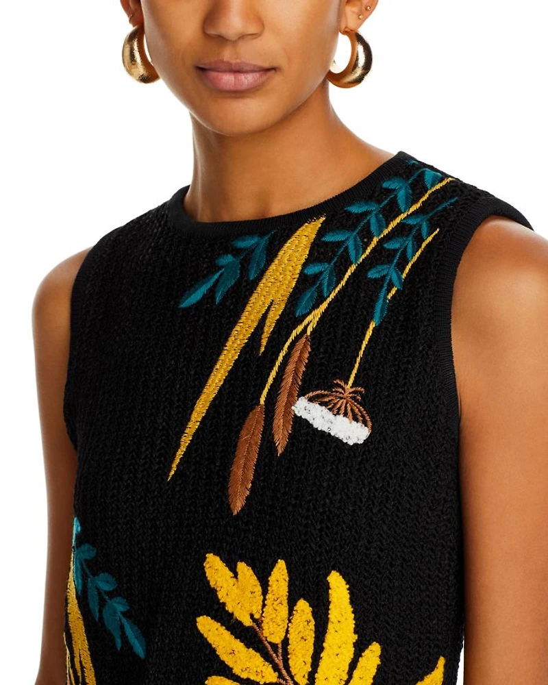 Embroidered Mini Sweater Dress