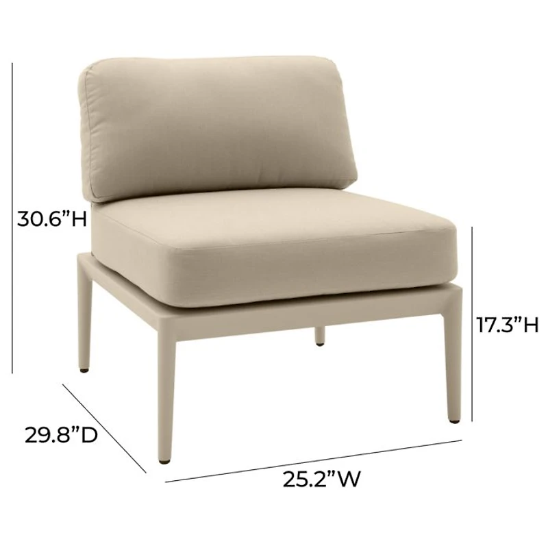 Kapri Modular Outdoor Armless Chair in Moss Green