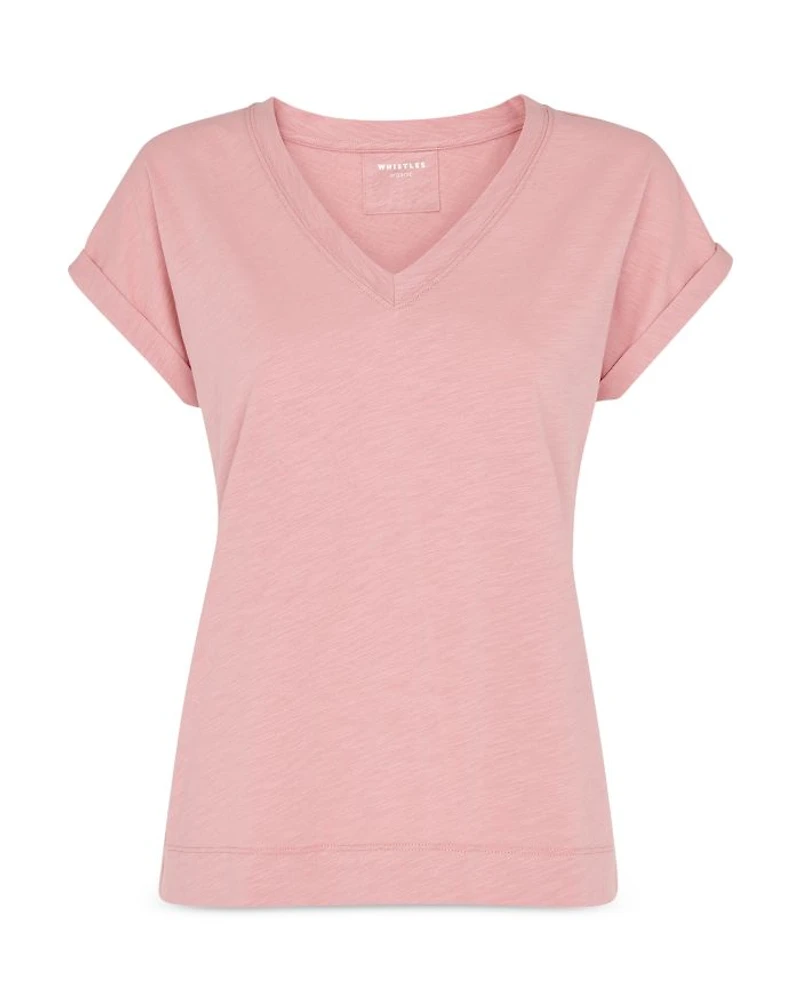 Willa V Neck Cap Sleeve Cotton Tee