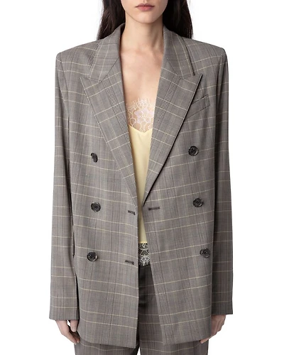 Vaena Plaid Oversized Blazer